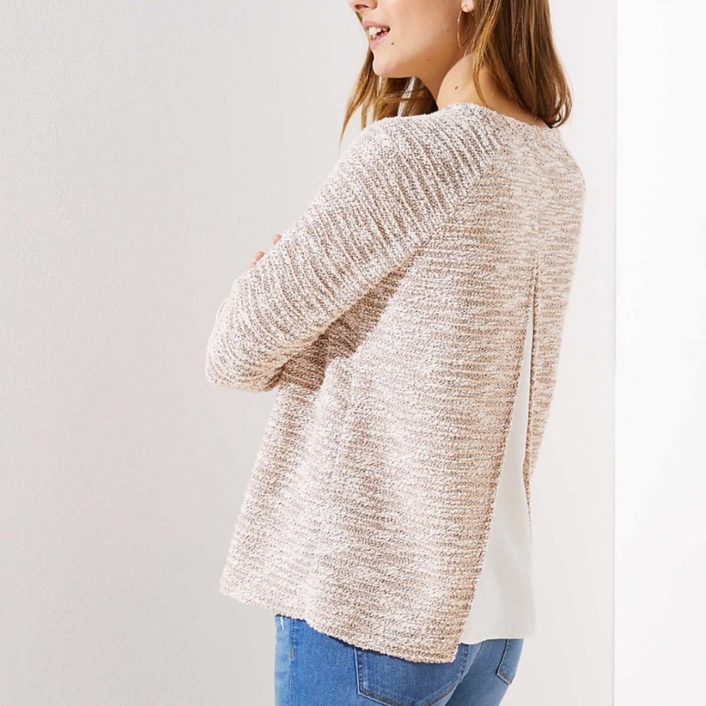 Loft Boucle Split Back Mixed Media Top